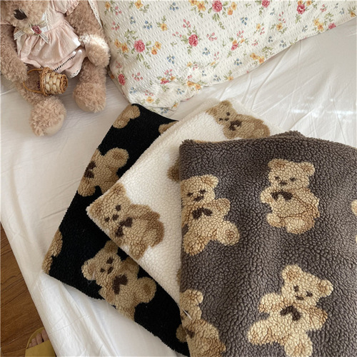 ins Korean style cute plus velvet thickened full body bear double-sided lambswool nap blanket air conditioning blanket knee blanket