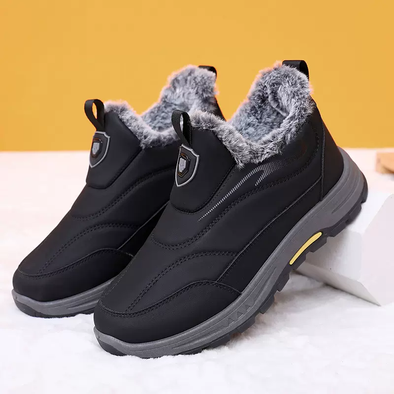 2025新款男冬季加绒雪地靴爸爸棉靴加绒加厚一脚蹬防滑不累脚男鞋