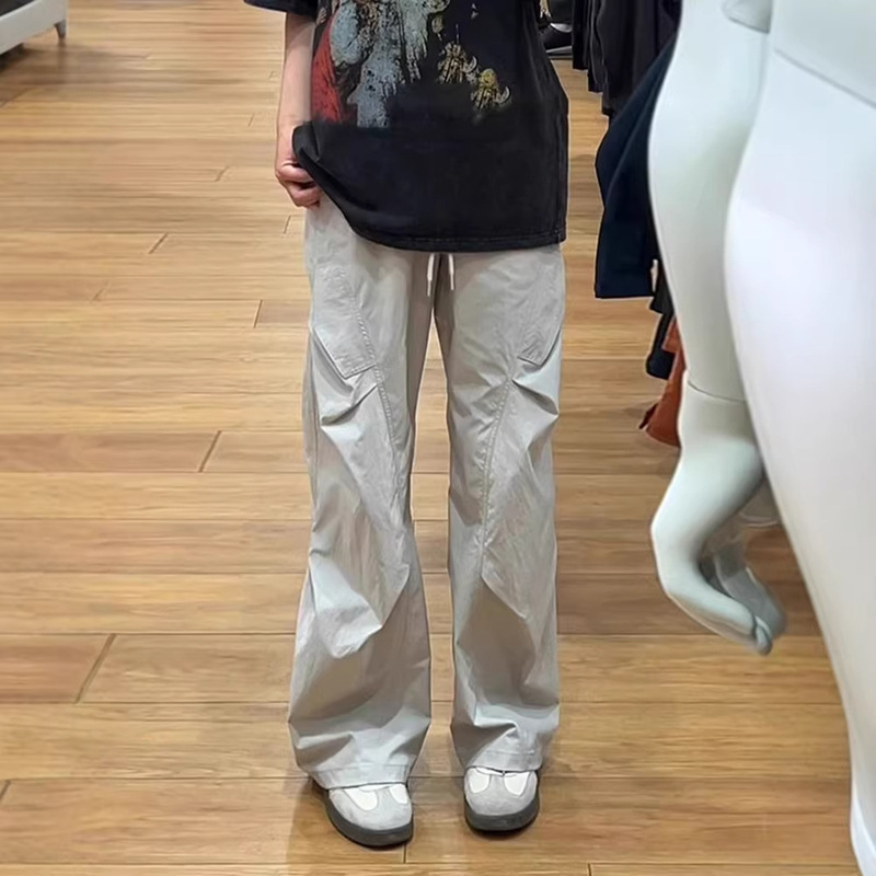 Quick-Dry Pleated Pants for Men and Women, Thin Loose Casual Straight-Leg Versatile Breathable Sports Parachute Pants, Summer Thin Ice Silk