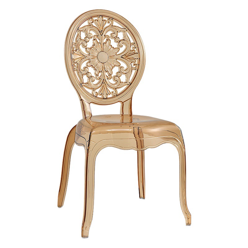 Silla de cristal acrílico para tienda de té con leche, cafetería, con respaldo, silla de balcón transparente de lujo ligero, silla para salón de banquetes de hotel.