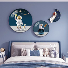 创意北欧儿童房卧室床头装饰画圆形挂画粉色女孩房间布置墙面壁画