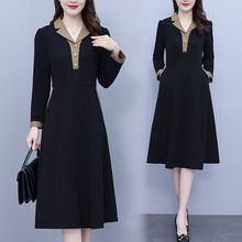 时尚春新款连衣裙女装韩版简约感口袋收腰显瘦长袖大码裙子潮