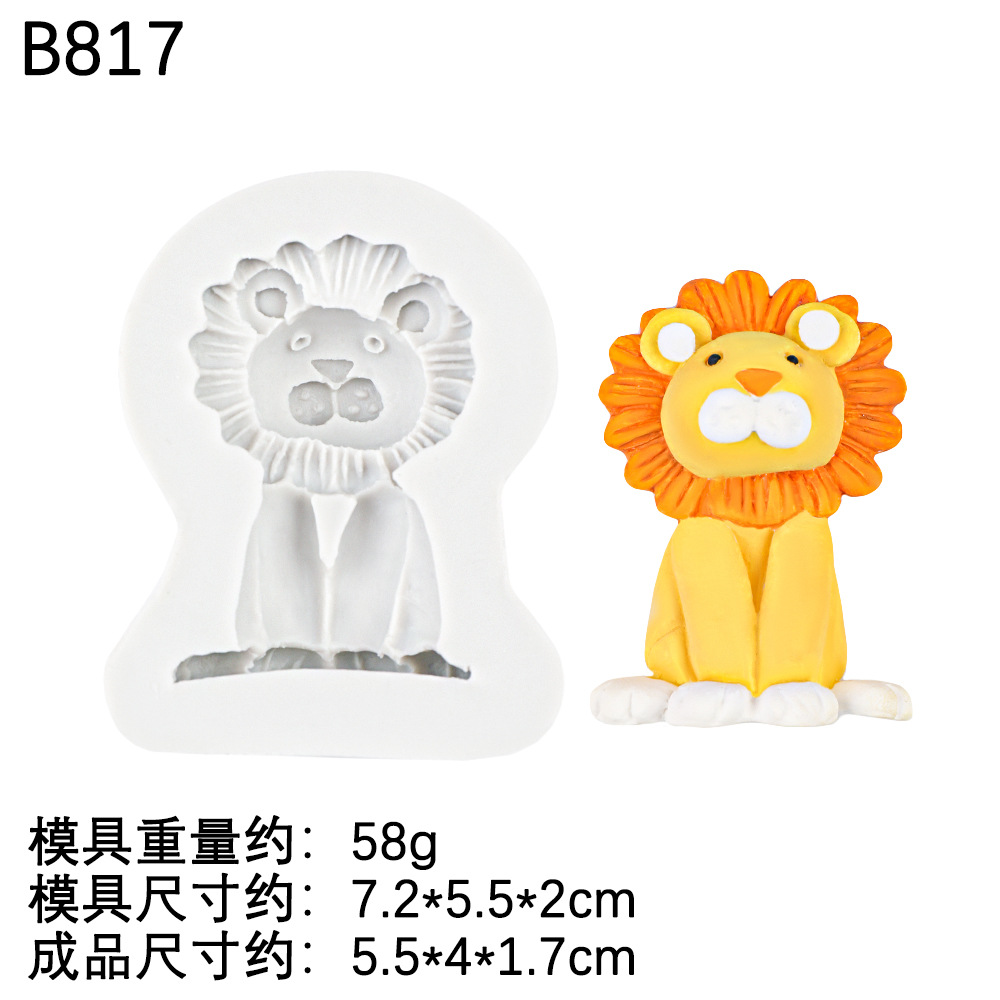 Cute Animal Theme Jirafa Fox Molde de silicona Diy Lion Chocolate Cake Adornos Molde de silicona