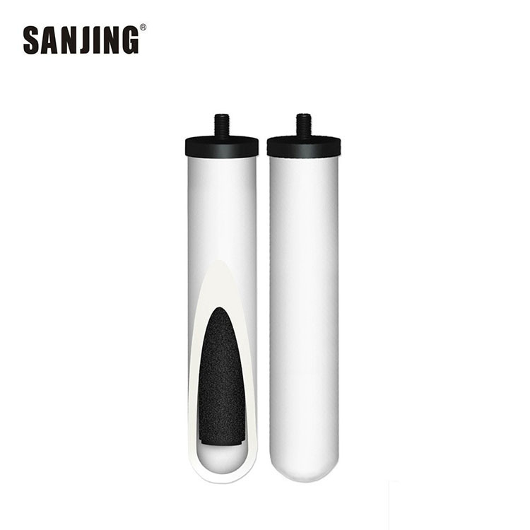 2 puntos hilo cabeza redonda cerámica núcleo purificador de agua cerradura diente elemento de filtro de cerámica con filtro de diatomita de carbono sinterizado núcleo interno
