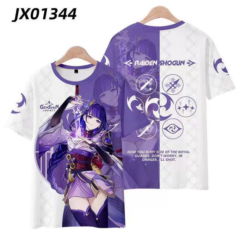 Original God anime short-sleeved T-shirt peripheral Keli carved sunny sweet rain walnut Wanye men's and women's two-dimensional cosT T-shirt week