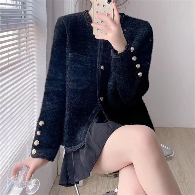 Chaqueta de punto de estilo francés blanco fragante de estilo de invierno de otoño de mujeres nuevo diseño de moda de mujer exquisita chaqueta suelta