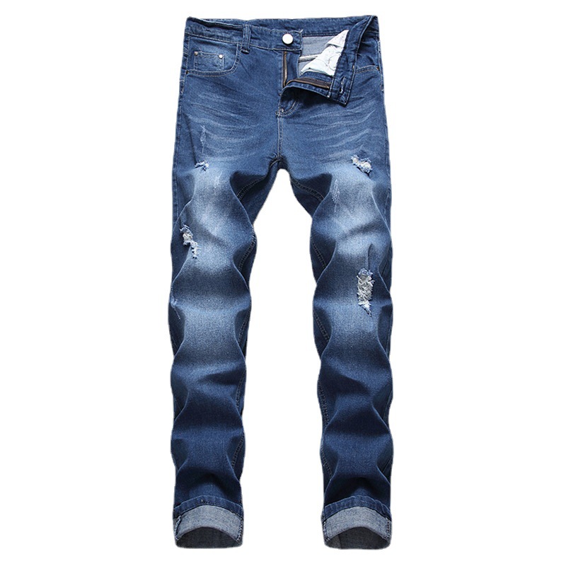 Jean délavé pour homme, pantalon en denim élastique à jambes droites, tendance et décontracté_voghion.com