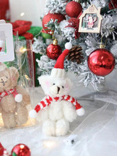 聖誕節卡通毛絨圍巾聖誕帽小熊蛋糕裝飾擺件聖誕禮品手提袋裝扮