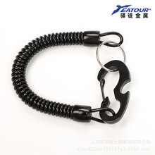 厂家批发高档PU塑料弹簧绳黑色弹簧绳钥匙扣伸缩绳防丢钥匙挂绳