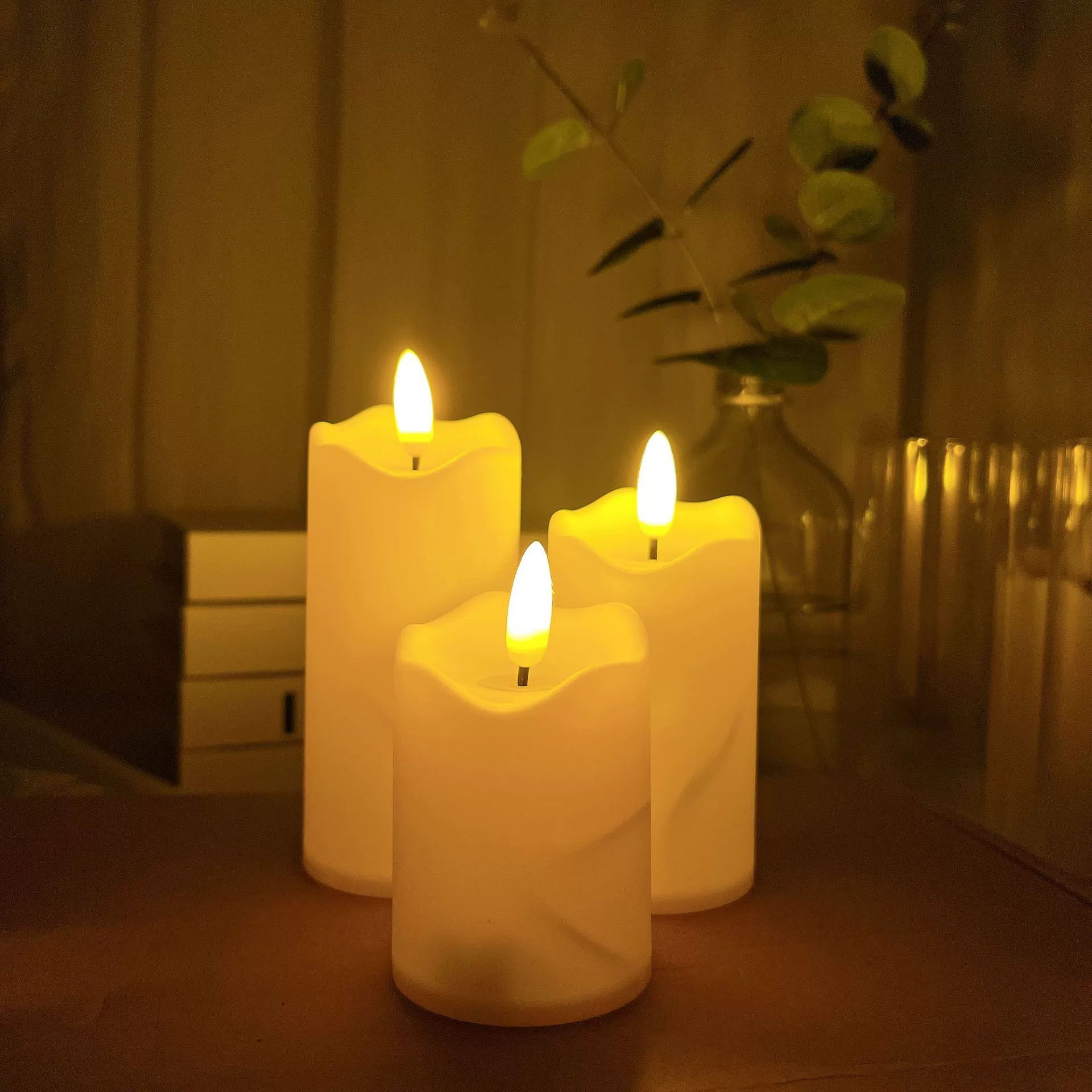 Электронная свеча 3D с эффектом пламени, свадебная, в оболочке из рисовой шелухи, красная, белая, оптом, LED, имитация пламени