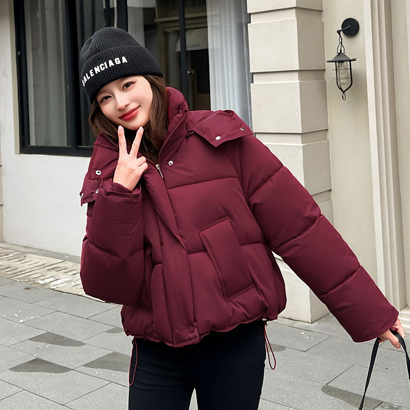 棉衣女短款2025冬季新款欧美风连帽加厚宽松羽绒棉服棉袄夹克外套|undefined