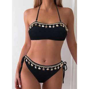 European and American Cross-Border Swimsuit Female Sexy Halter Strap Tube Top Split Bikini Amazon Aliexpress Swimsuit Female