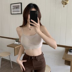 夏季短款吊帶打底背心帶胸墊美背裹胸抹胸內衣運動內搭外穿無鋼圈