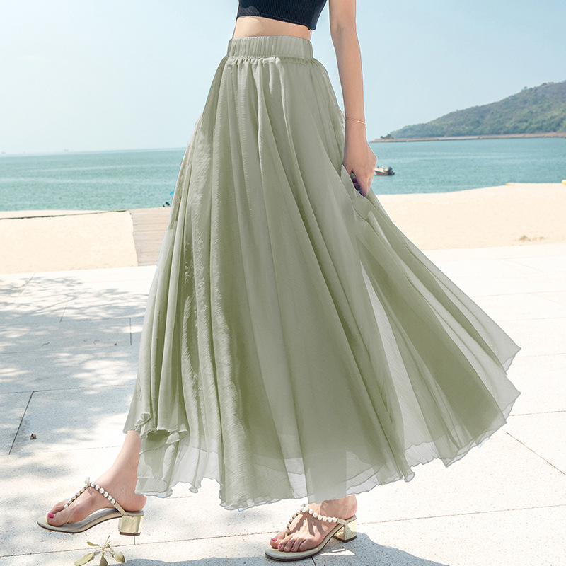Chiffon Skirt Large Swing Skirt Vacation Beach Dress Fairy Dress
