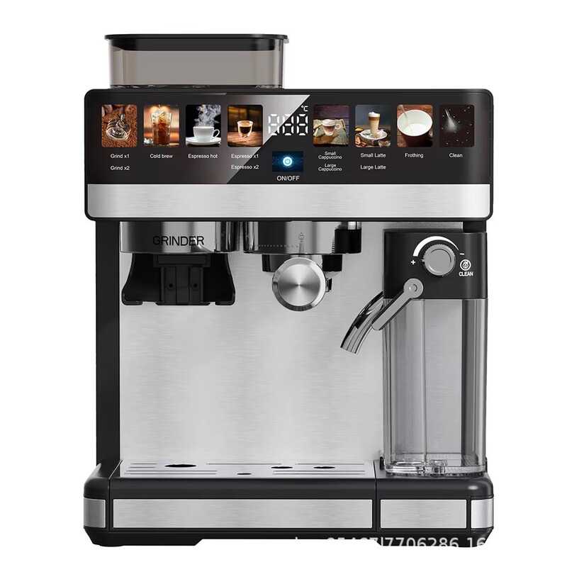 High-End Foreign Trade Espresso Coffee Machine with Integrated Grinder for Home and Office Use