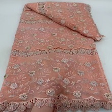 新款高档水溶蕾丝刺绣花加钻花边面料重工旗袍礼服连衣裙布料lace