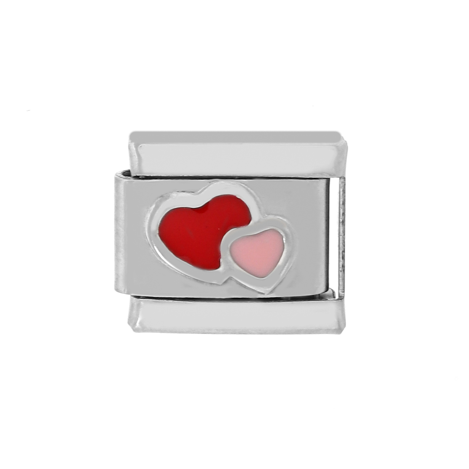 AliExpress Venta caliente DIY9mm módulo pulsera amor corazón doble melocotón corazón joya serie de costura de acero inoxidable pulsera de una sola pieza