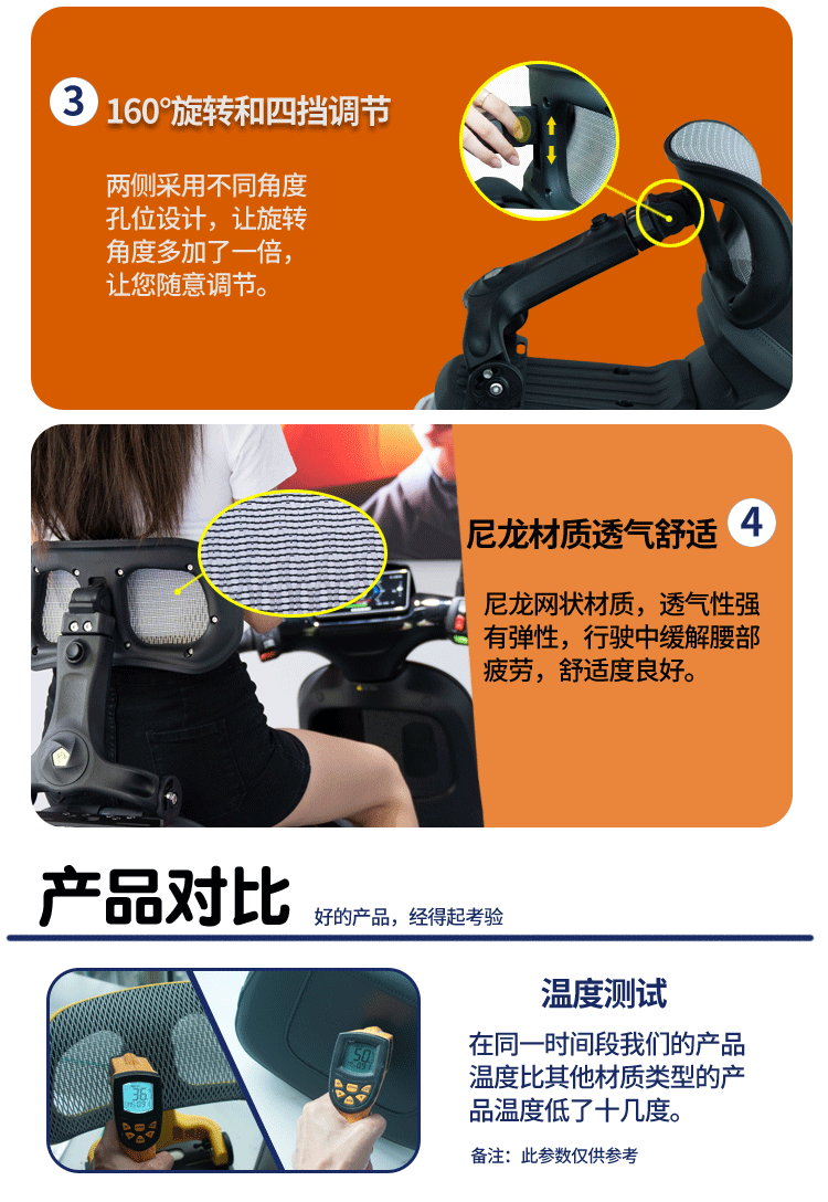 Universal foldable and retractable backrest for electric vehicles, rear seat lumbar support, modified tail box for Niu, Aima, and Yadea
