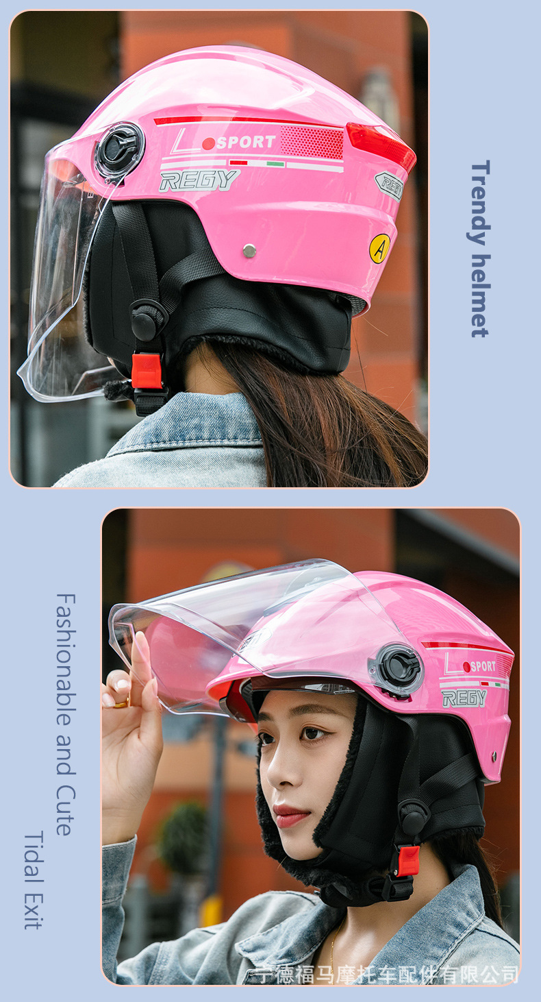 Class a 3C Certified Motorcycle Electric Vehicle Helmet Safety Helmet Autumn and Winter Warm Half Helmet Battery Vehicle Anti-Collision