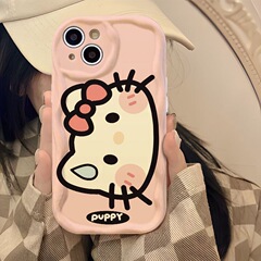 流汗大臉KT貓適用蘋果15promax14卡通111213手機殼可愛15軟殼xsxr