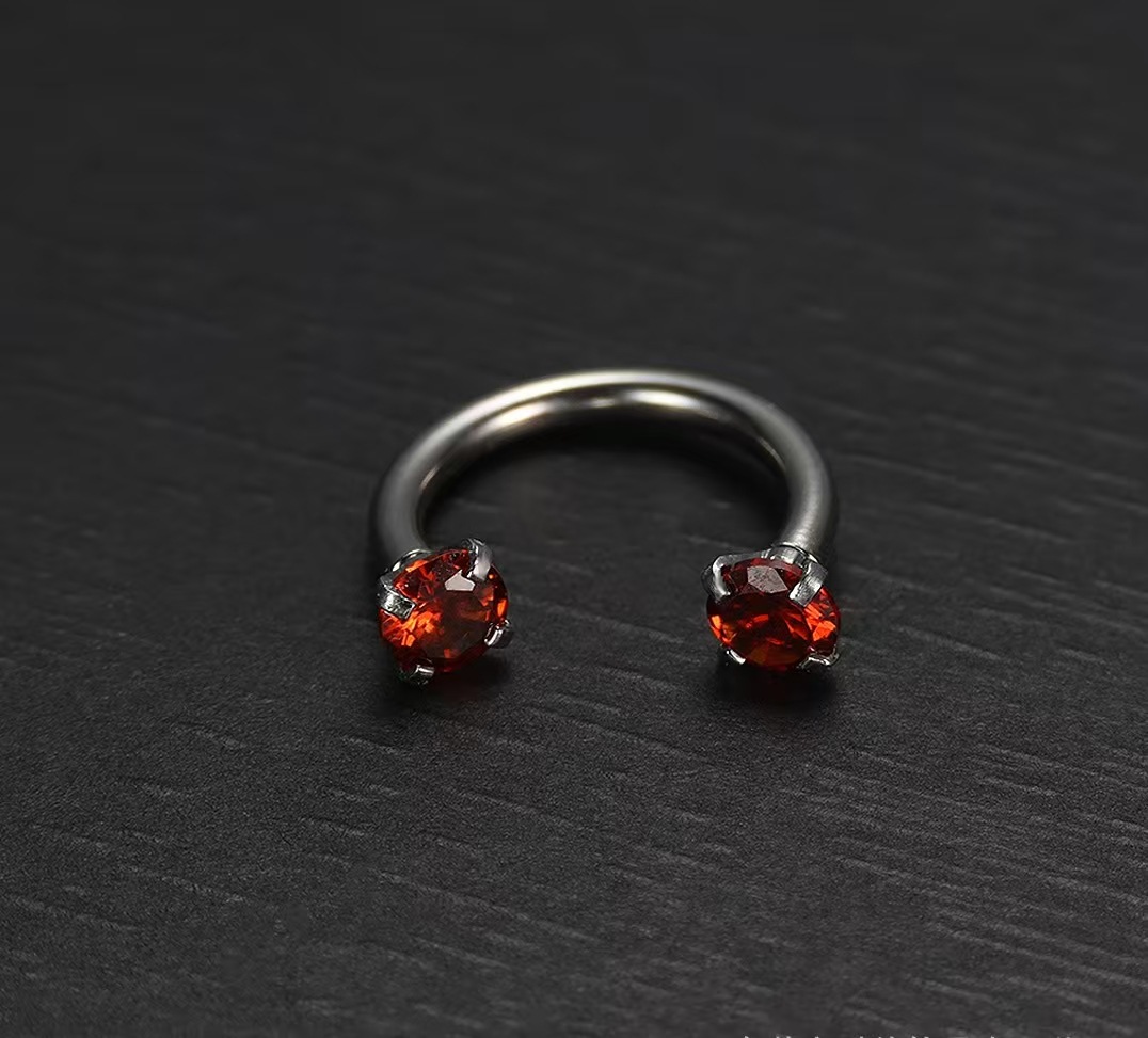 Cross-Border European And American C-Shaped Horseshoe Rod Zircon Ring Earrings Nose Stud Stainless Steel Piercing_voghion.com