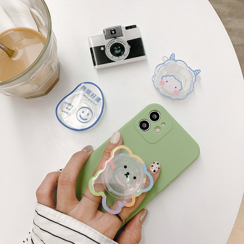 亚克力透明气囊支架ins女生桌面伸缩折叠相机 郁金香贴片手机支架