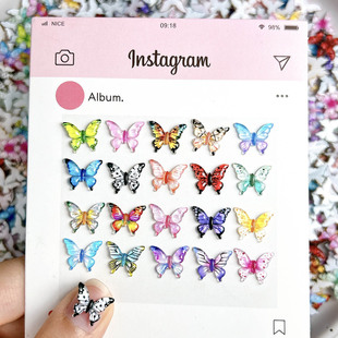 Hot-Printed Colorfulful Butterfly Nail Art Jewelry DIY Stereo Ice-Transparent Butterfly Wearable Nail Hairpin Earrings Accessories