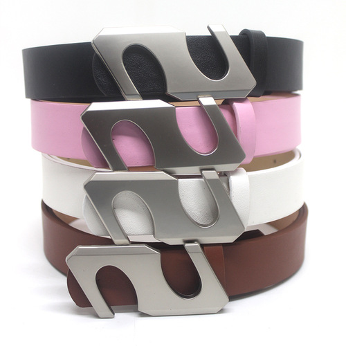 Trendy new English letter S buckle belt, jeans, skirt, accessories, fashionable and versatile personalized belt factory