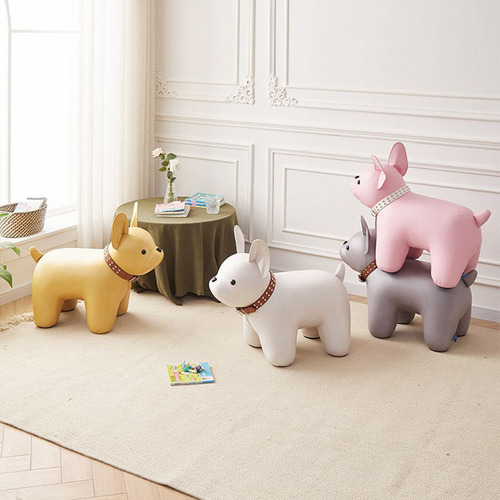 Cartoon Cute French Dog Dog Stool Children's Animal Shoe Changing Stool Internet Celebrity Living Room Light Luxury Home Door Stool
