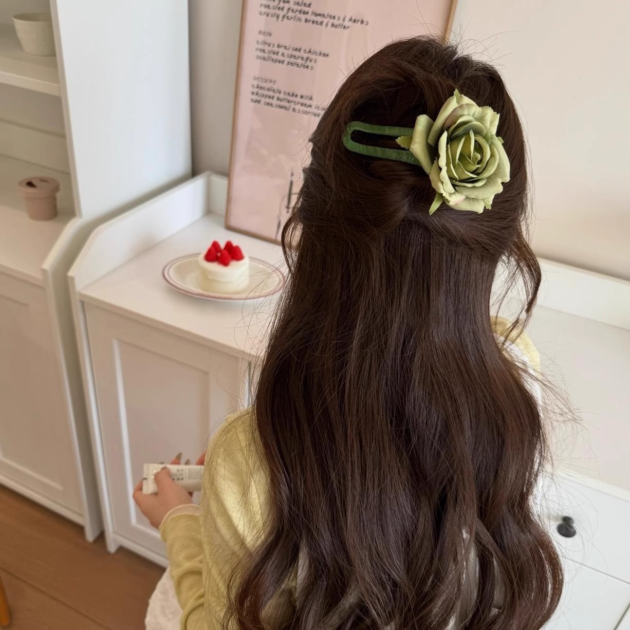 Romántico coreano rosa broca de pato broca de cabello de mujer grande primavera y verano sensación de atmósfera broca de cabeza media tarjeta de cabello