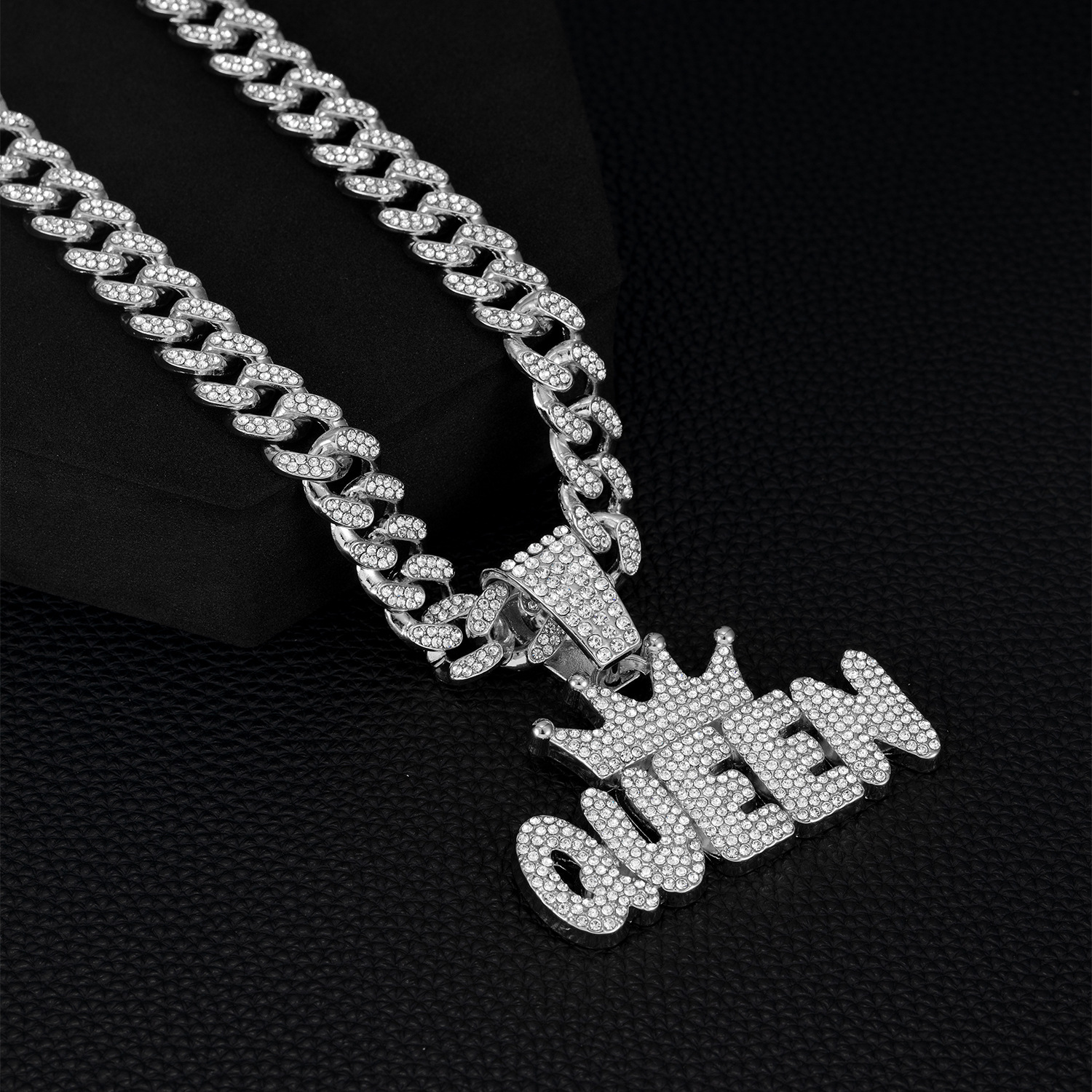 Hip-Hop Letter Crown Alloy Diamond Men's Pendant Necklace Seed Bead Jewelry display picture 5