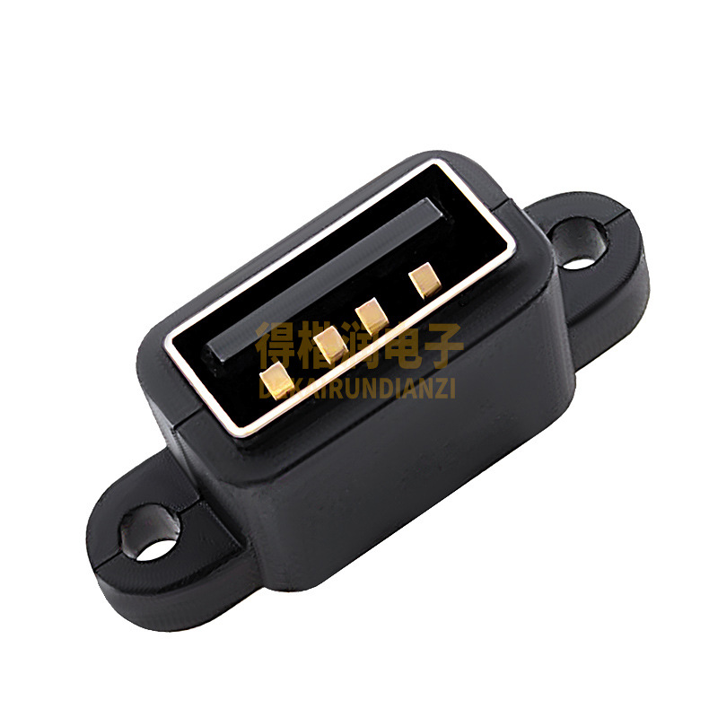 USB A母/4P 180度带耳朵 短体10.0mm防水USB母座防水IP67 A母防水-阿里巴巴
