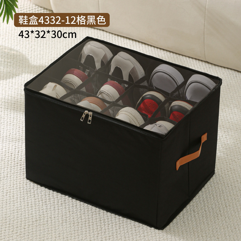 Caja de zapatos de tela Oxford transfronteriza con tapa Caja de almacenamiento de zapatos de moda dividida para el hogar Armario Caja de almacenamiento de zapatos plegable a prueba de polvo