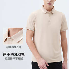 POLO衫夏季半开襟修身翻领工作服简约通勤商务风男凉感抗菌广告衫