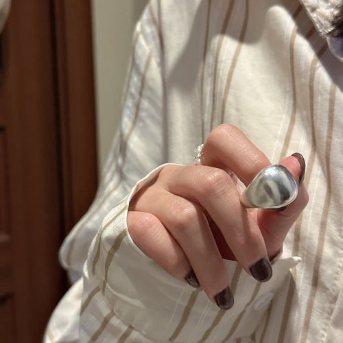 S925 sterling silver Korean version frosted ancient basic style bag ring texture heavy industry Korean blogger ring wholesale