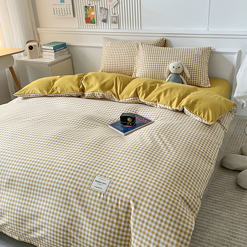 日本式水洗い綿純色四点セットシンプル無印風学生寮純綿三点セット純綿シーツ