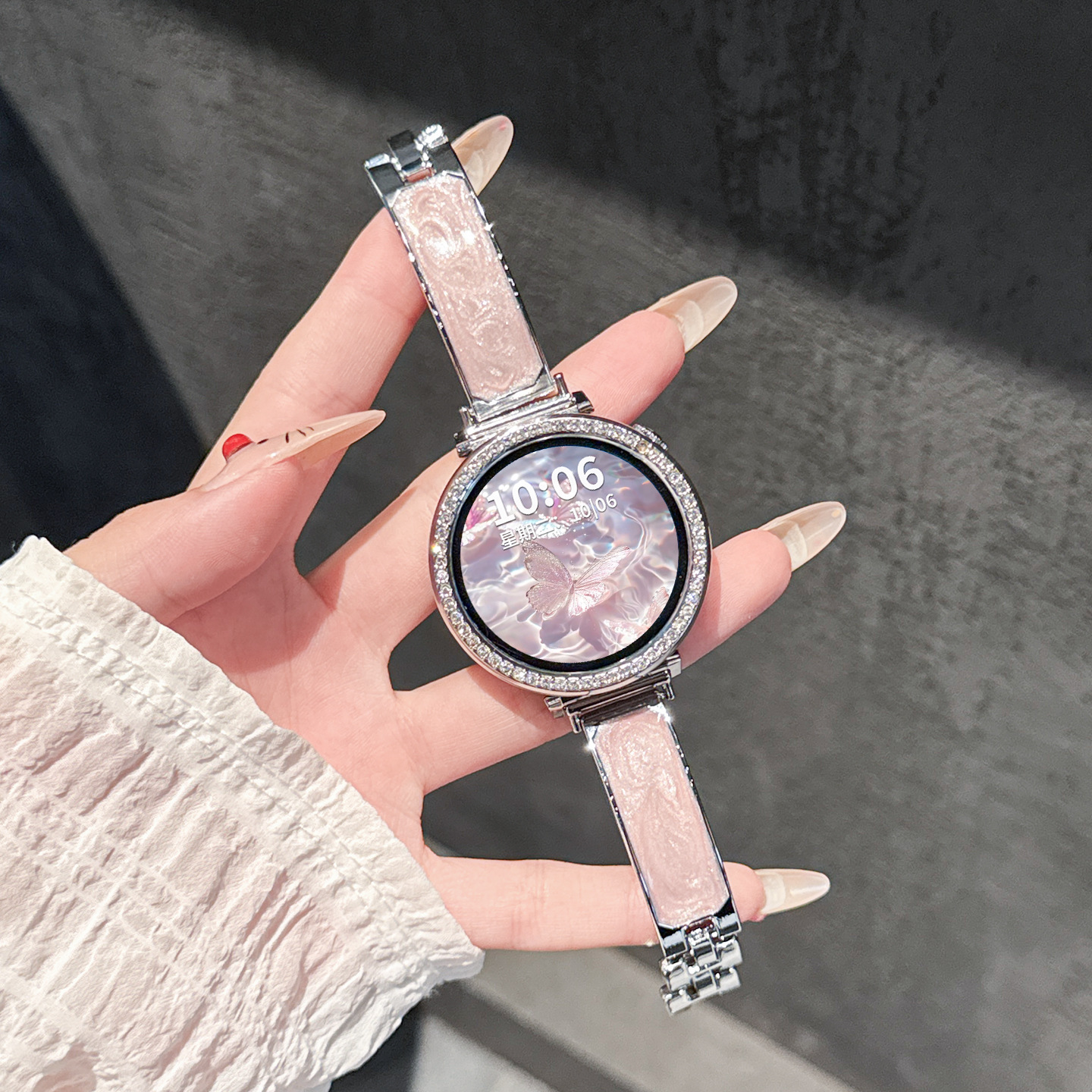 Suitable for Huawei Gt6 Watch Strap Gt5 Gilt Curved Bracelet Gt4 Fine Metal Watch5 Girls Watch Chain Wristband