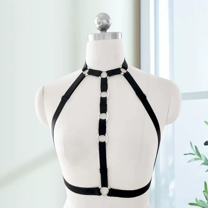 Gothic opens the thoracic bra and elastic body wire tract hanging socks, metal buckle underwear wearing a suspender chest