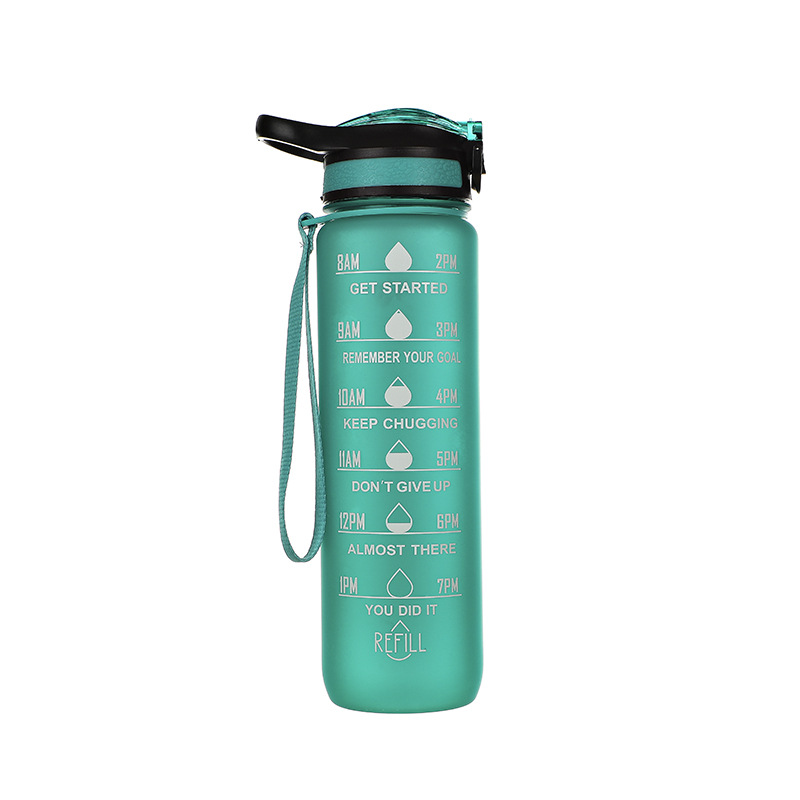 Botella de agua deportiva de plástico de gran capacidad de Amazon, con tapa de rebote, diseño degradado de color, portátil para exteriores, personalizable.