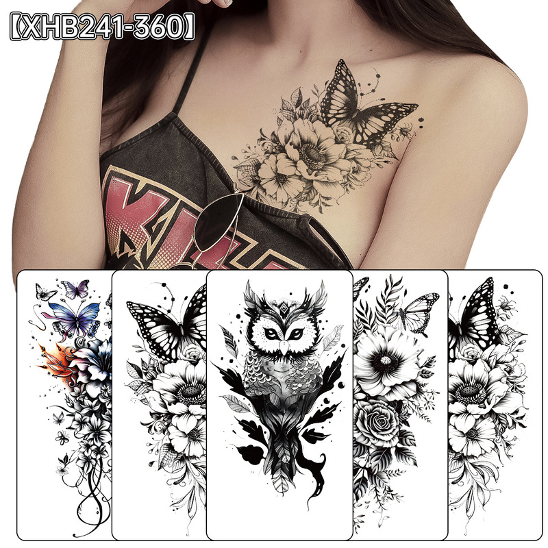 Colorful Flower Skull Tattoo Stickers Waterproof and Sweatproof Temporary Tattoos for Men and Women Small Full Arm Stickers Party Popular Style