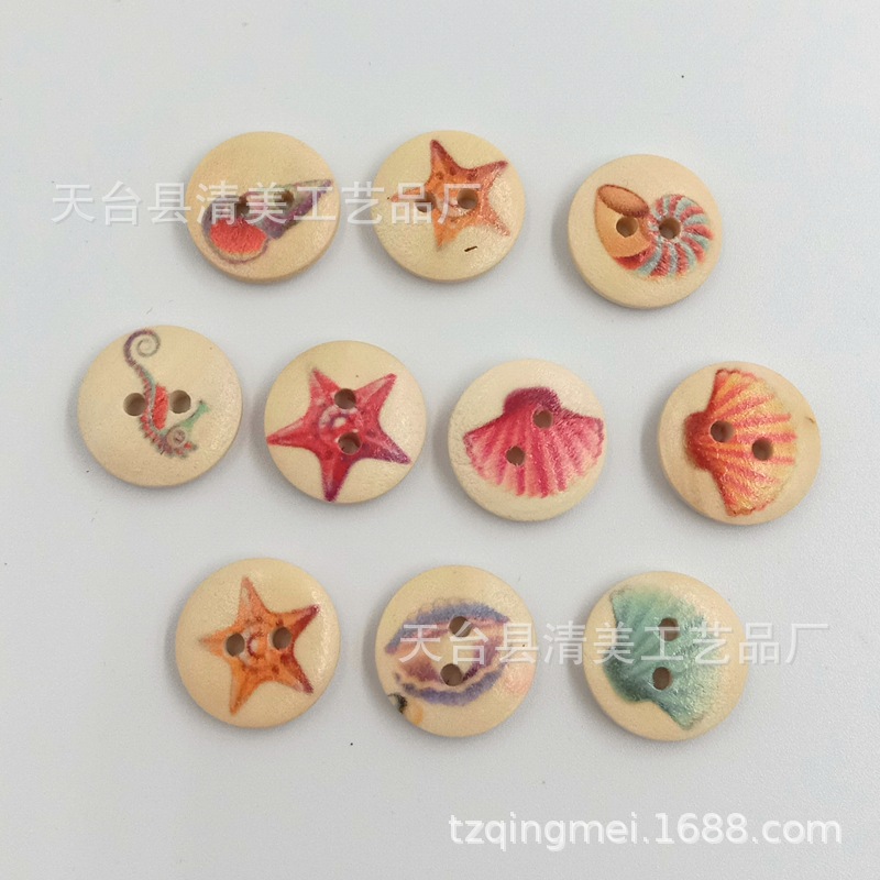 Botones de madera marina de 15/25mm Botones de madera marina decorativos 100/50 paquetes