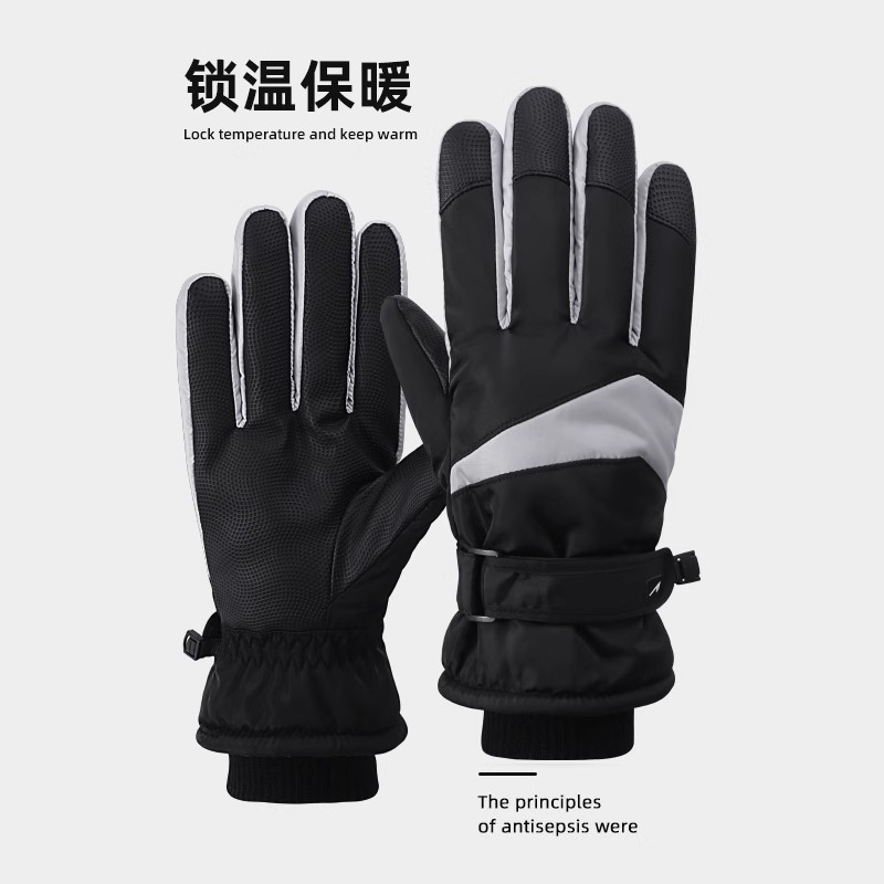 Guantes de esquí al por mayor para hombres a prueba de frío y anticongelante de invierno más engrosamiento de terciopelo para jugar con guantes de ciclismo en la nieve Pantalla táctil de esquí para mujeres