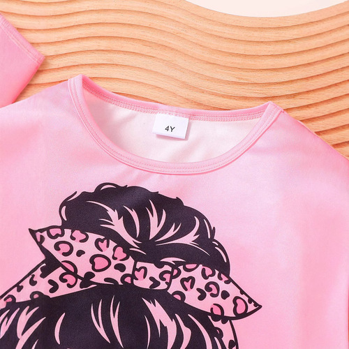 Children's Spring and Autumn Season Long-sleeve Pink Top and Pants 2-Piece Set