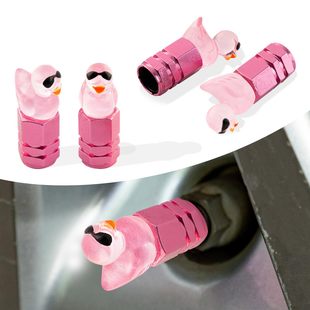 4 Pieces Duck down Tire Valve Caps, Funny Sunglasses Luminous Valve Stem Covers Wheels, Decorative Lovely
