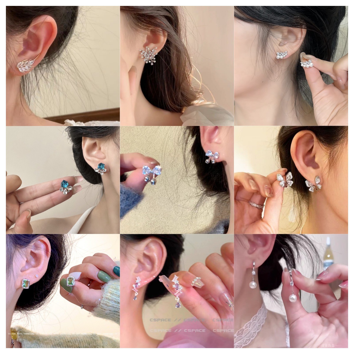 S925 Silver Needle Heavy-Duty Micro-Inlaid Zircon Earrings Wholesale Light Luxury Niche High-End Earrings Trendy Women's Ear Jewelry