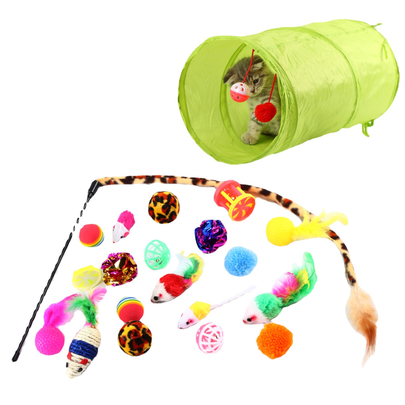 Mascotas gato juguetes traje 21 unidades canal gato divertido gato palo felpa ratón múltiples Amazon combinación Juguetes