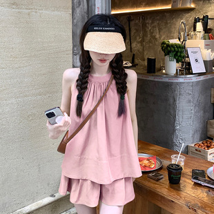 Maternity suit Summer Lazy suit Full Score Sleeveless Top Shorts Two-piece Summer Vest Maternity Dress
