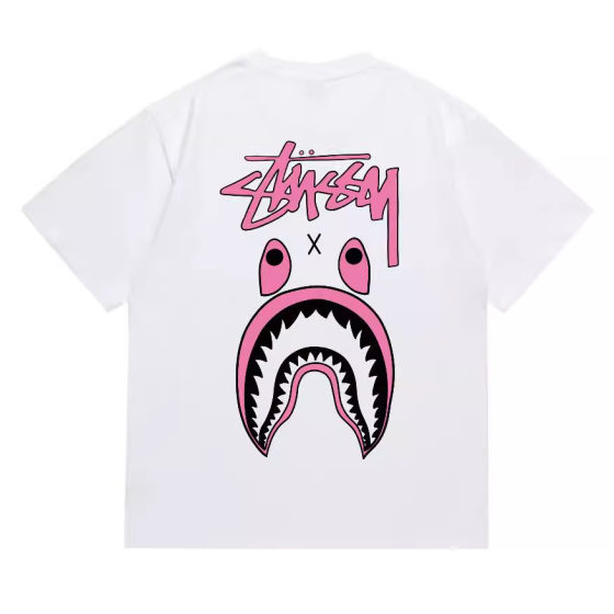 Stu2024 European and American New Joint Bape Miami International Camouflage Men's and Women's Short-Sleeved Sports t