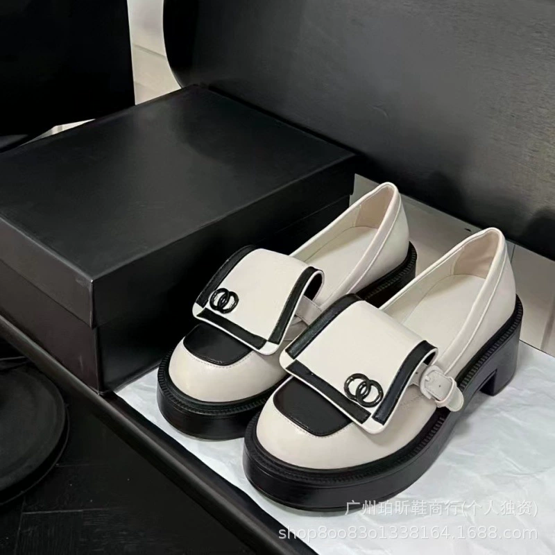 Лоферы платформа, модные туфли для кожаных обуви, Chanel стиль