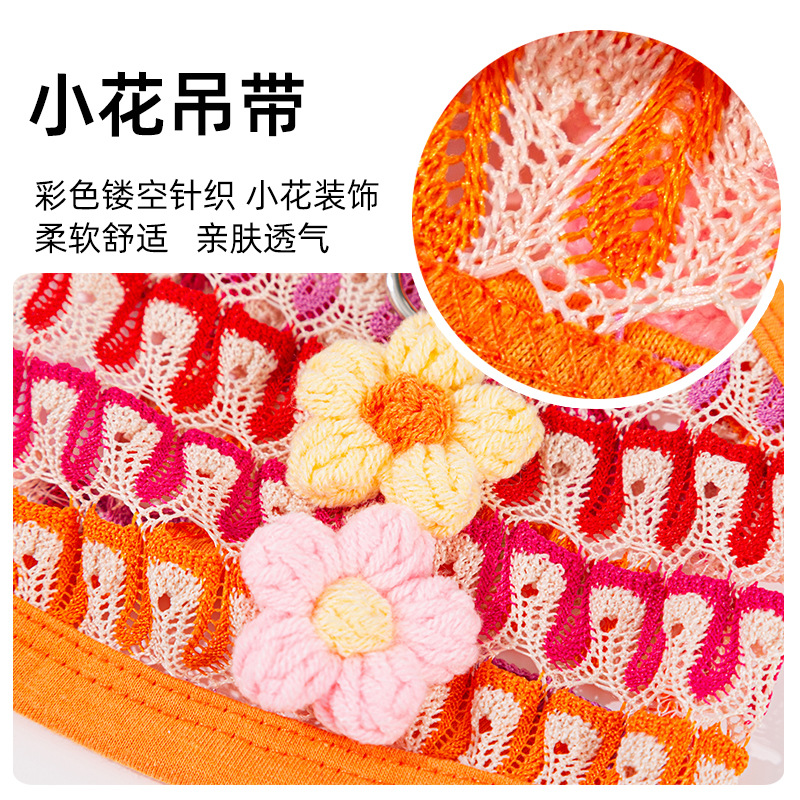 Primavera y verano nuevo color agujero tejido delgado flower hanger Teddy panda gato ropa de perro transfronteriza